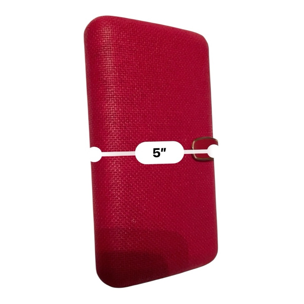 Banana Republic Red Hard Shell Clutch Evening Bag Gold Tone Closure - Picture 9 of 10